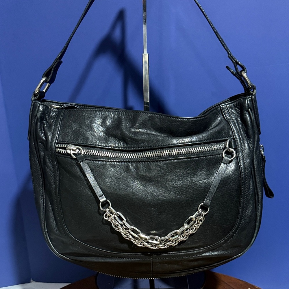 Vintage 90s Y2K HALOGEN Large Soft Pebbled Leather Hobo Bag Handbag Expandable